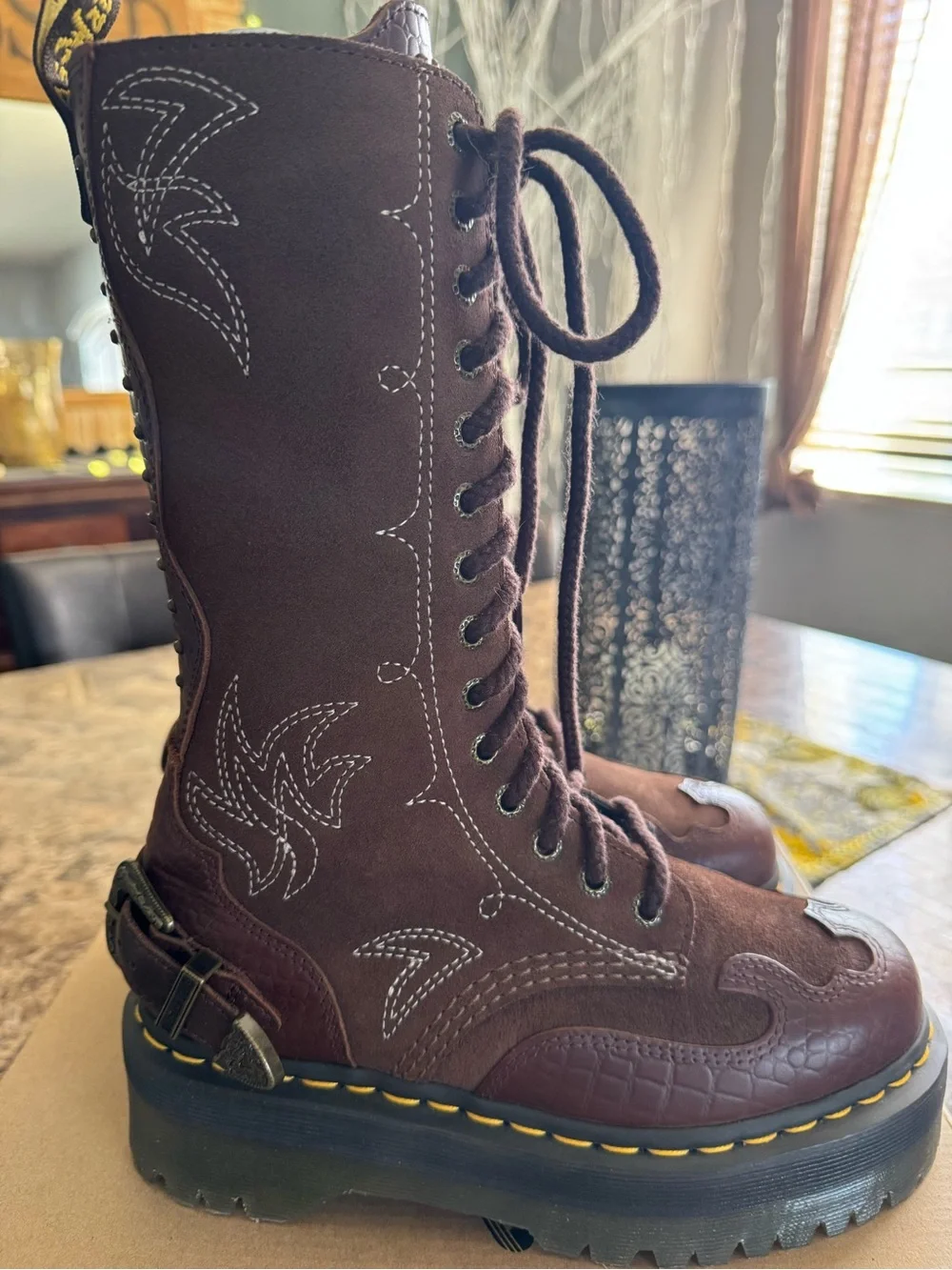 Dr. Martens Women's 1B99Quad Ga Dark Brown Lace-Up Platform Boots